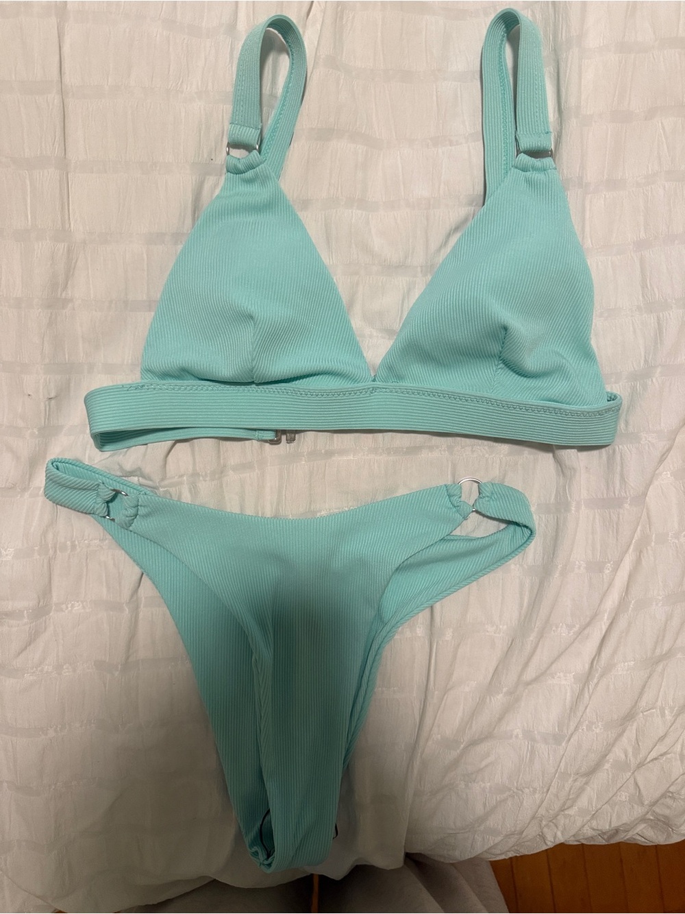 Ribbed Aqua Bikini Set - Two Piece Swimwear